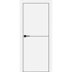 Межкомнатная дверь PX-19 кромка алюминиевая чёрная ПЭТ белый матовый глухая
