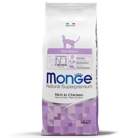 Сухой корм Monge Cat Daily Line Sterilised для стерилизованных кошек/кастрированных котов, из курицы 10 кг
