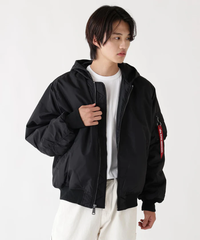 Бомбер Alpha Industries MA-1 Hooded Logo Oxford Black (Черный)