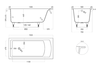 Salini 105012MF CASCATA KIT 150x70 Встраиваемая ванна с прямоугольной чашей, регулируемые ножки, донный клапан "Click-Clack" белый, сифон, интегрированный слив-перелив, RAL полностью