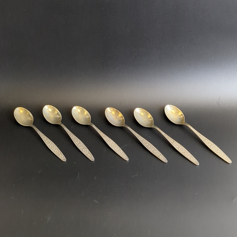 Набор из 6 чайных ложек - мельхиор - МНЦ - Кольугино - СССР