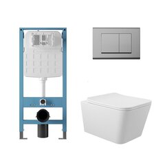 Aqueduto AQDS380T AQD комплект: TECNICA Novo Система инсталляции для подвесного унитаза, QUADRADO Панель смыва, хром, MACIO Tornado Унитаз подвесной 520*370 безободковый, Tornado, сиденье с микролифтом, белый глянцевый фото