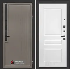 Входная дверь в квартиру Лабиринт с повышенной шумоизоляцией Лаб про 1 Велютто кофе 03 Белый софт, без текстуры