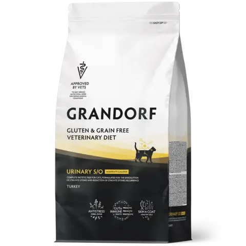GRANDORF URINARY S/O MODERATE CALORIE сухой корм для кошек / при лишнем весе, способствует растворению струвитных камней и предотвращению их повторного образования (2 кг)