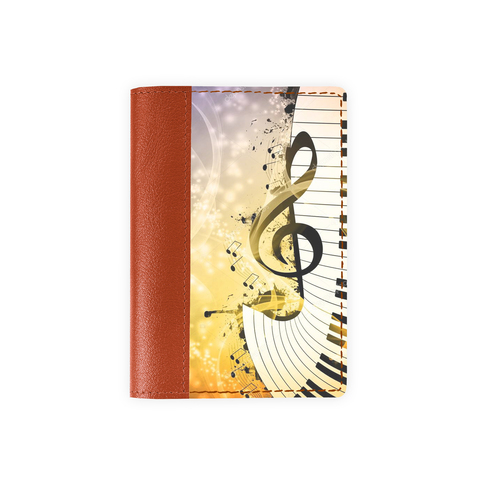 Обложка на паспорт комбинированная "Музыкальная нота", рыжая
