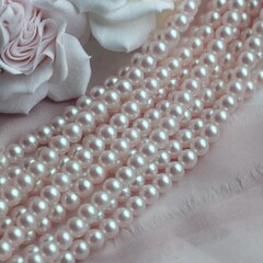 Майорка Pink Pearls 8 мм, розовая, 1 нить, МА081