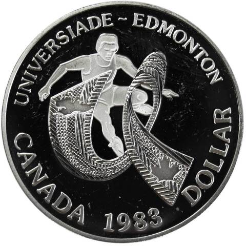 1 доллар. XII Универсиада в Эдмонтоне. Канада. Серебро. 1983 г. PROOF