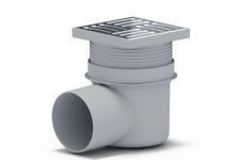 Трап горизонтальный регулируемый, с выпуском 110 мм, с решеткой из нержавеющей стали 15х15 см. Сухой