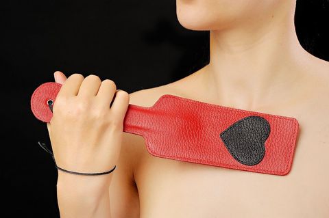 Красная хлопалка с сердечком - Sitabella BDSM accessories 3131-2