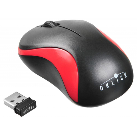 Мышь компьютерная Oklick 605SW черный/красный опт (1200dpi) беспр USB 3but