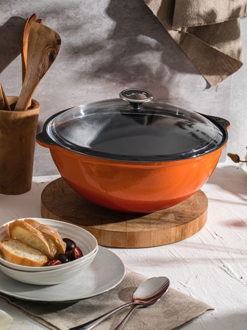 Казан с крышкой 6л LAVA оранжевый