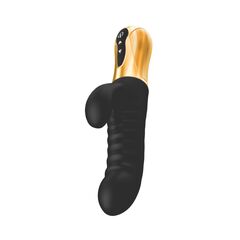 Черный вибратор с возвратно-поступательными движениями Big Thrust Rabbit - 23 см. - 