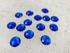 Стразы пришивные акрил, d 1,4 см, электрик