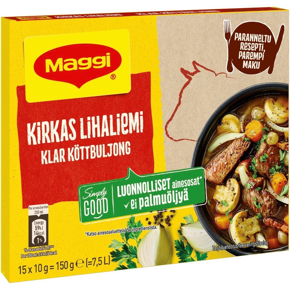 Мясной бульон Maggi 150G Kirkas Lihaliemi 15 Palaa – купить за 424 ₽ с  доставкой из Финляндии