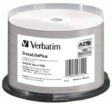 Оптический диск Verbatim DVD-R 4.7GB 16X AZO DataLifePlus Wide Inkjet Printable, Spindle, 50 шт