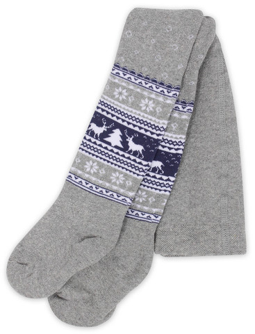 Серные махровые колготки с новогодним рисунком RuSocks