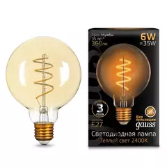 Лампа Gauss Led Filament G95 6W E27 360lm 2400K Flexible 105802007