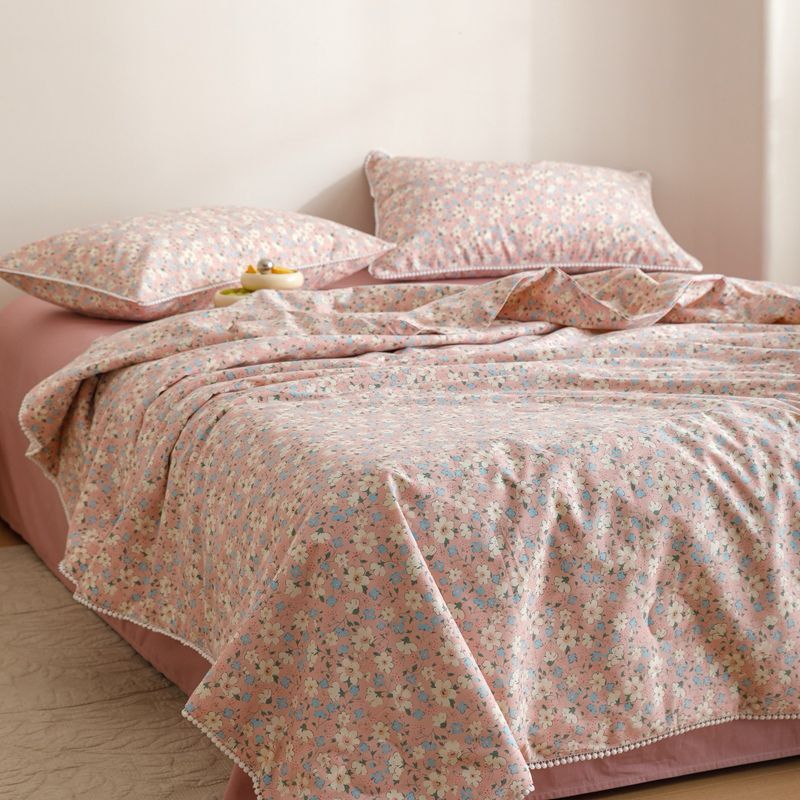 Комплект постельного белья Семейный (2 одеяла) Хлопок пудра цветы