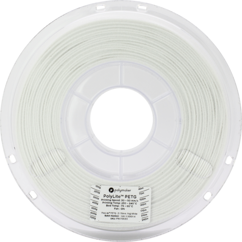 Пластик для 3D-принтера PolyMaker PolyLite PETG, 1.75 мм, 1 кг, Белый