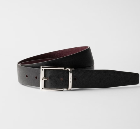 Двухсторонний ремень Prada чёрный/бордовый