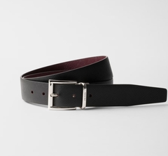 Двухсторонний ремень Prada чёрный/бордовый