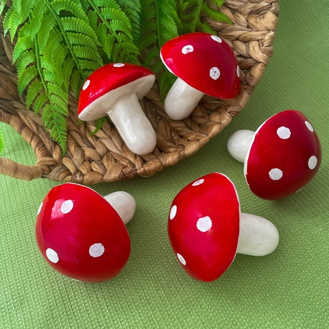 Грибы крупные, МУХОМОР, реалистичные, 8*9 см., набор 5 штук