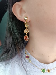 20813- Серьги CARAMEL длинные с цветными камнями золото/серебро