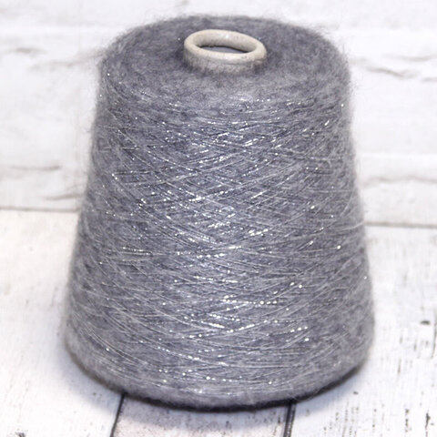 Смотка смесовка с шерстью/люрекс 900 серый с серебром