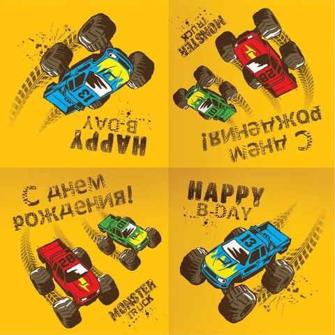 Салфетки, Тачки Монстры Трак, 33*33 см, 12 шт.
