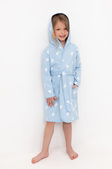 халат  для девочки  К 5763-1/небесно-голубой,кролики