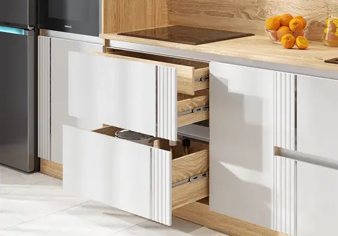 МДФ Кухня Карина №3 (Пластер Бьянко, сонома)