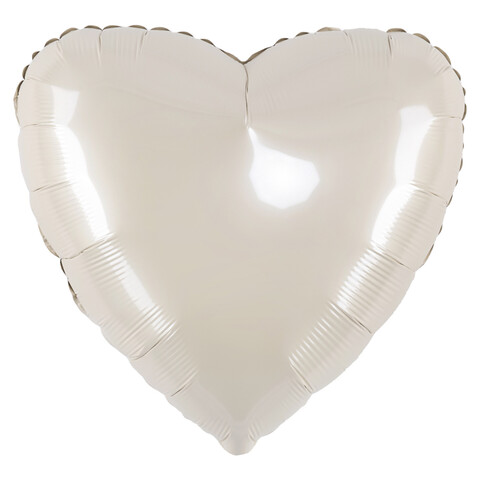 Шар сердце, кремовый, сатин, 45 см