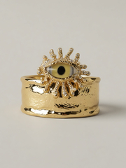 Браслет манжета желтый ГЛАЗ, широкий в стиле Schiaparelli
