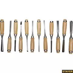 STAYER 12 предм., набор фигурных стамесок-резцов по дереву (1835-H12)