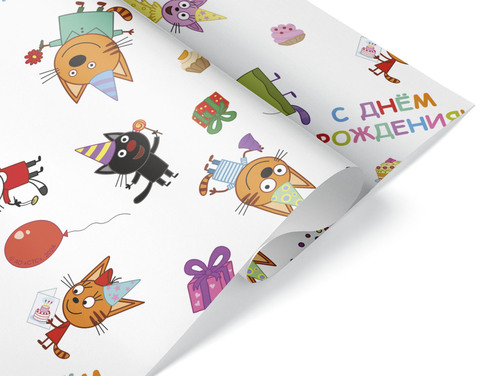 Упаковочная бумага Три Кота, Играем вместе, 0,7*1 м, 5 листов
