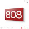 Номер на дверь 808, табличка на дверь для офиса, квартиры, кабинета, аудитории, склада, красная 120х70 мм, Айдентика Технолоджи