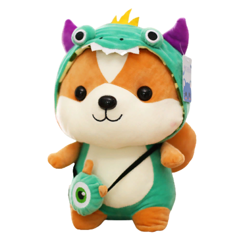 Собачка в костюме динозавра 35см