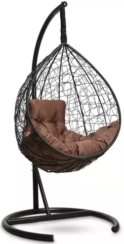 Подвесное кресло-кокон SEVILLA COMFORT черное, коричневая подушка (Laura Outdoor)