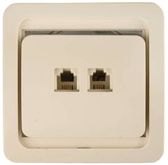 СВЕТОЗАР Гамма, телефонная, двойная, цвет бежевый, электрическая розетка (SV-54118-B)