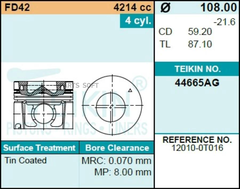 Поршень двигателя TEIKIN 44665AG STD (4шт/упак)