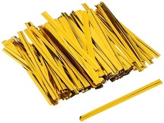 Твист-лента (завязки) для пакетиков золотая, 8 см (100 шт.)