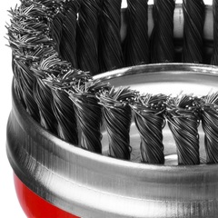 MIRAX 120 мм, жгутированная стальная проволока 0.5 мм,чашечная щетка-крацовка для УШМ (35144-125)