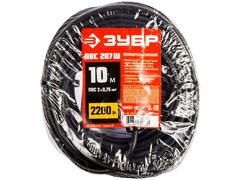 Удлинитель-шнур ?ПВС 207-Ш?, 10 м, 2200 Вт, 1 гнездо, ПВС 2х0,75 мм2, ЗУБР