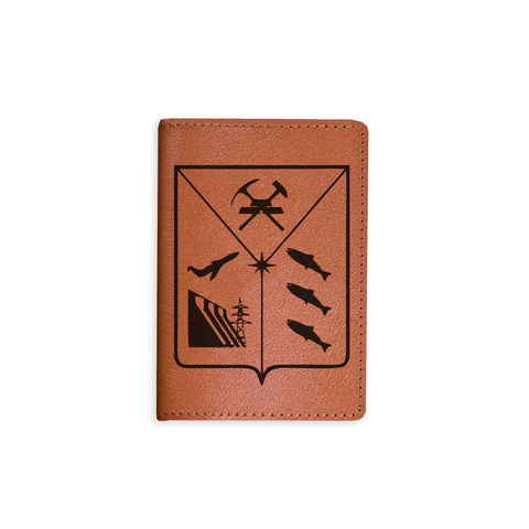 Обложка на паспорт "Герб Магаданской области", рыжая