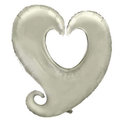 Шар-сердце витое серебро, 81 см