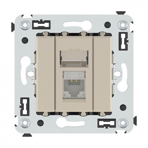 Розетка компьютерная RJ-45 категория 6 - 2 модуля. Цвет Ванильная дымка. DKC серия Avanti. 4405293