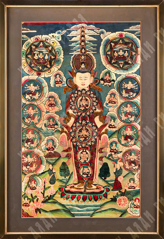Тханка (танка) Будда Сострадания. Ткань, ручная роспись. Монголия, XIX–XX вв.