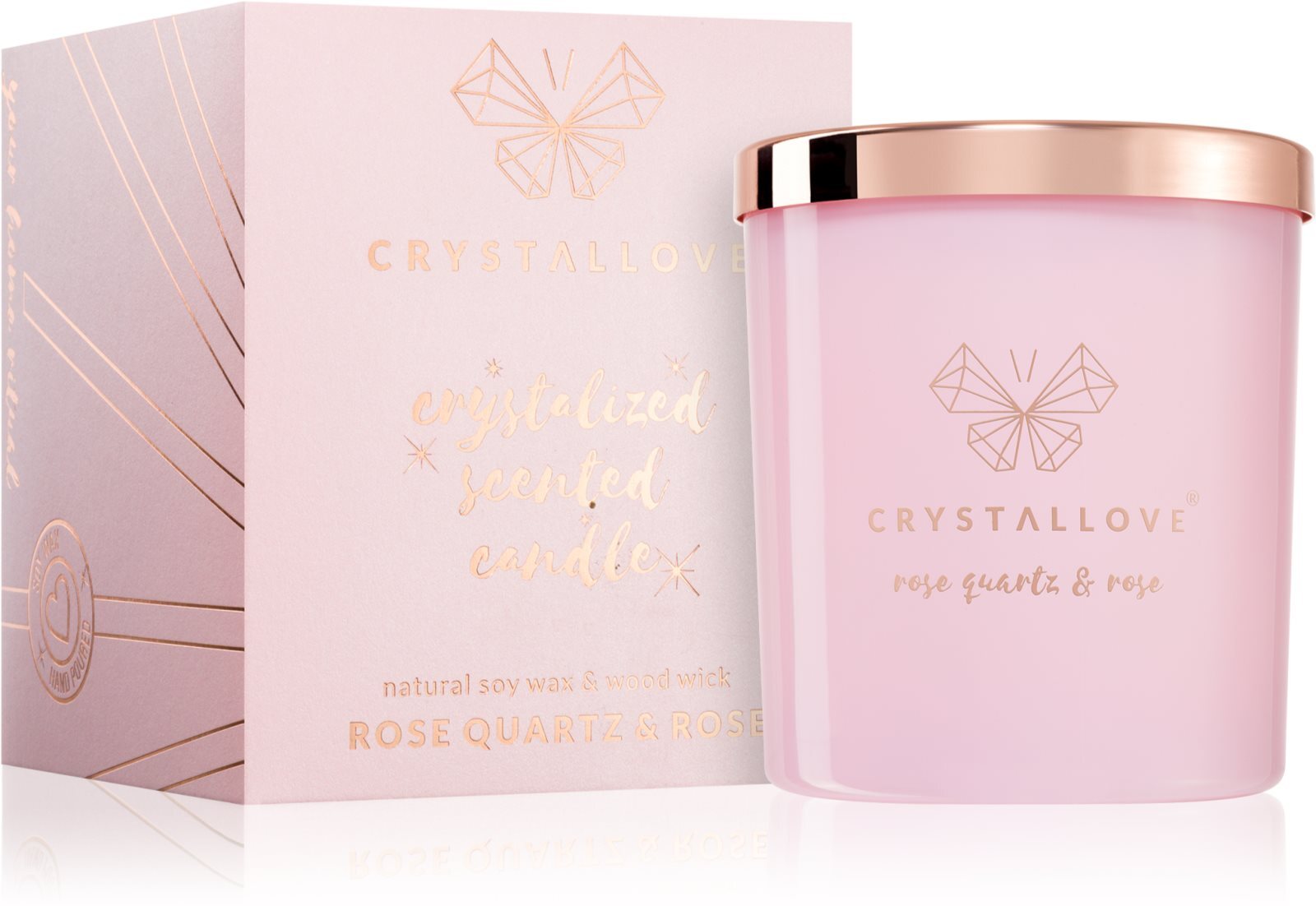 Crystallove ароматическая свеча Crystalized Scented Candle Rose Quartz &  Rose купить в Москве | Доставка по России.