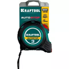 KRAFTOOL AutoStop, 3 м х 16 мм, профессиональная рулетка с автостопом (3412-3-16)