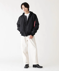 Бомбер Alpha Industries MA-1 Hooded Logo Oxford Black (Черный)